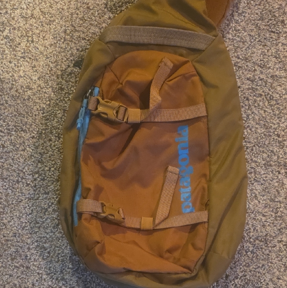 Patagonia Tan and Blue Sling Backpack
